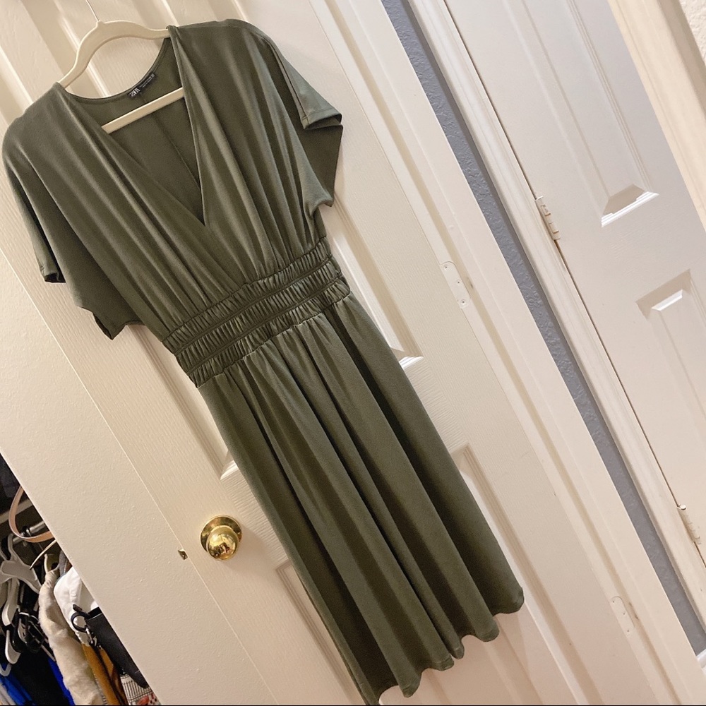 ZARA midi dress army green